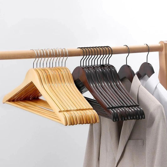 10pcs Wooden Clothes Hangers | - Elegant Households KE