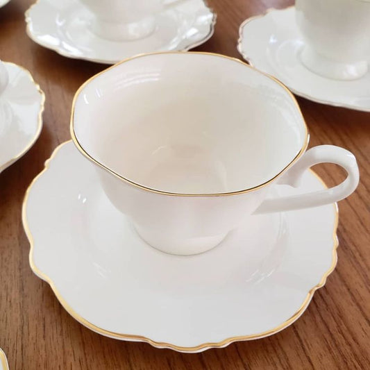 12 - Piece European Porcelain Tea Set | Elegant Cups and Saucers Collection | - Elegant Households KE