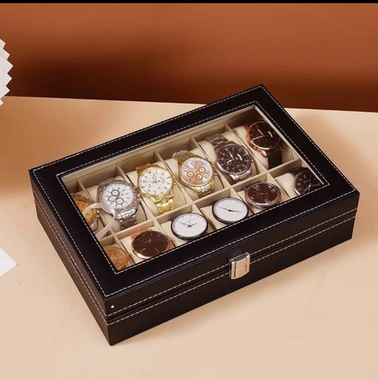 12 slots leather watch organizer | - Elegant Households KE