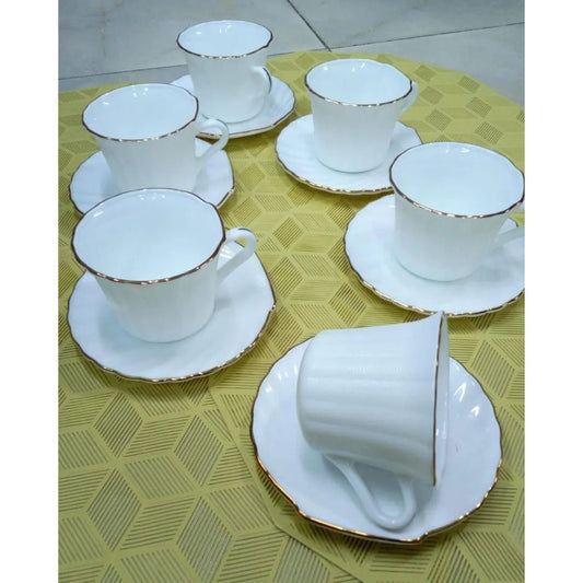 12pcs (6 cups + 6 Saucers) Shell Cup Saucers | - Elegant Households KE