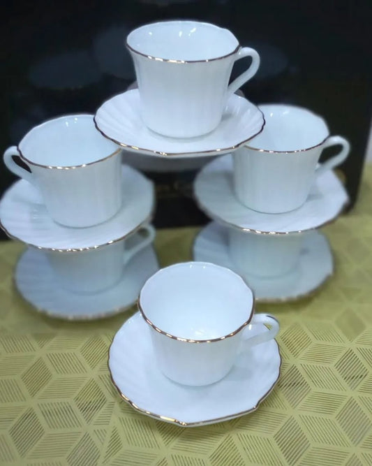 12pcs (6 cups + 6 Saucers) Shell Cup Saucers | - Elegant Households KE