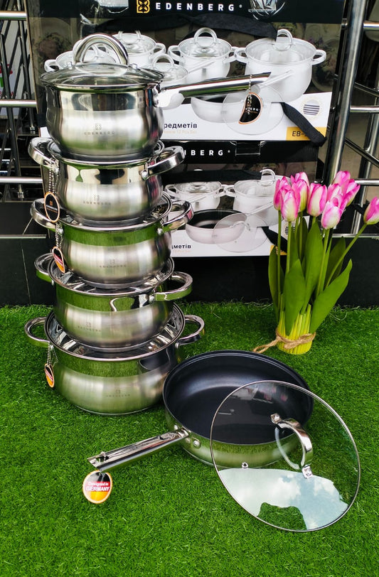 12pcs Edenburg stainless steel Cookware set | - Elegant Households KE