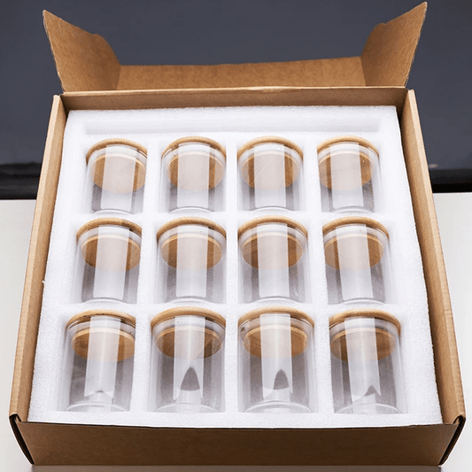 12pcs Round Glass spice jar set | - Elegant Households KE