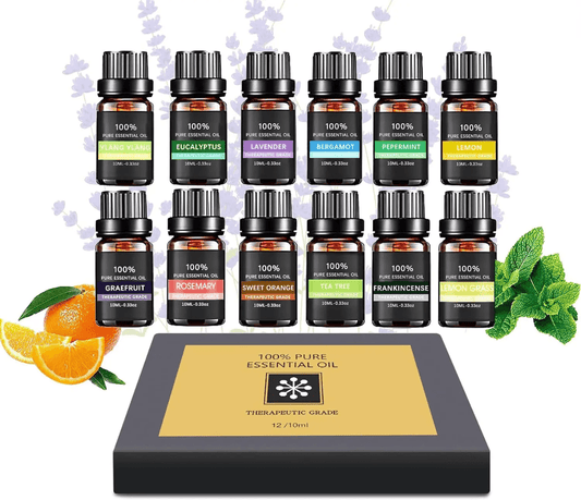 12pcs set 100% Pure Natural Aromatherapy Essential Oils | - Elegant Households KE