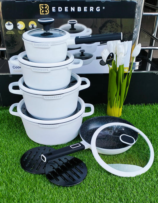 12pcs White Edenburg Nonstick cookware set | - Elegant Households KE