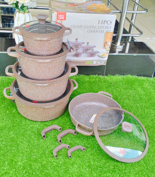 14pcs Ucc Life Granite Cookware set | - Elegant Households KE