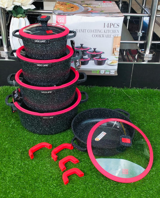 14pcs Ucc Life Granite Cookware set | - Elegant Households KE