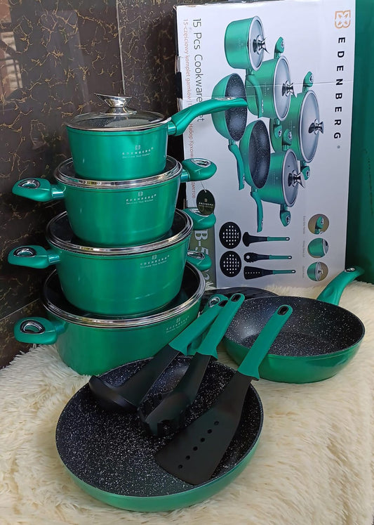 15pcs Edenberg Cookware Set/pots | - Elegant Households KE