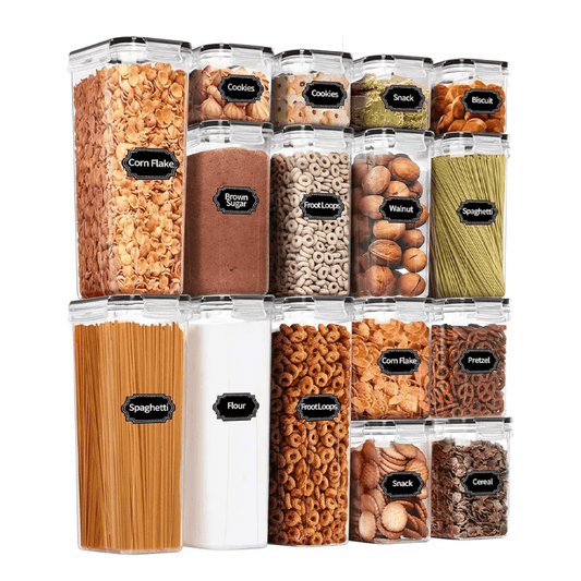 16 - Piece Airtight Food Storage Container Set with Labels | - Elegant Households KE