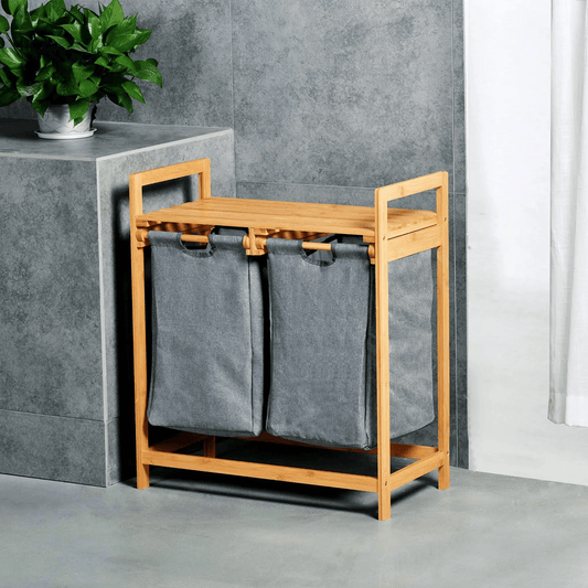 2 in 1 Bamboo laundry garment sorting/Storage | - Elegant Households KE