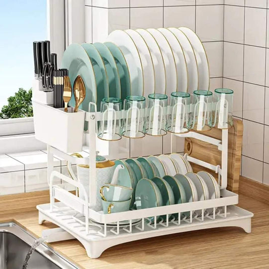 2 layer carbon coated dish rack | - Elegant Households KE