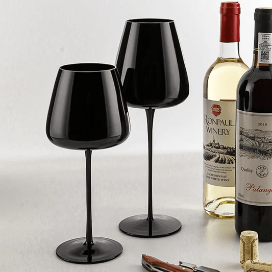 2 - Piece Premium Black Wine Glasses – Long Stem Luxury Glassware | - Elegant Households KE