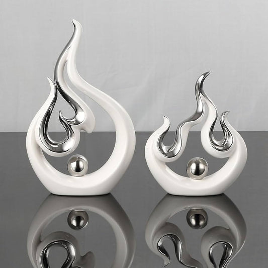 2 - Piece White Blaze Ceramic Decor | Modern Home Accent | - Elegant Households KE