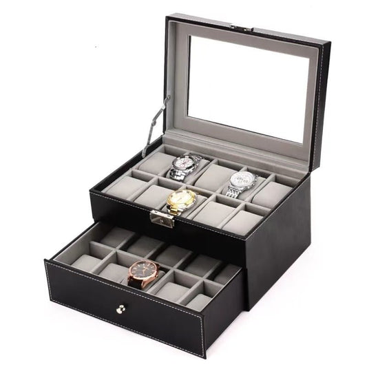 20 slots leather watch organizer | - Elegant Households KE