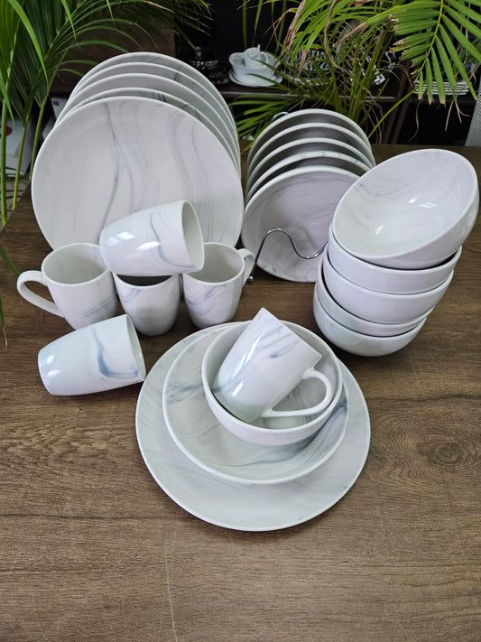 24 pc dinner set Marble grey | - Elegant Households KE