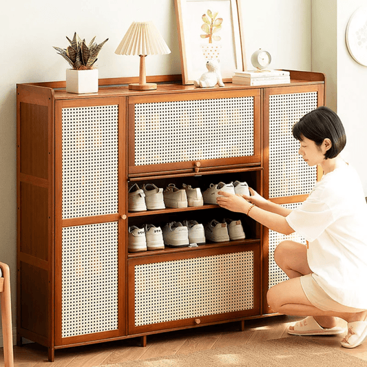 26 - Pair Bamboo Shoe Cabinet Storage Organizer – Brown/Black | - Elegant Households KE