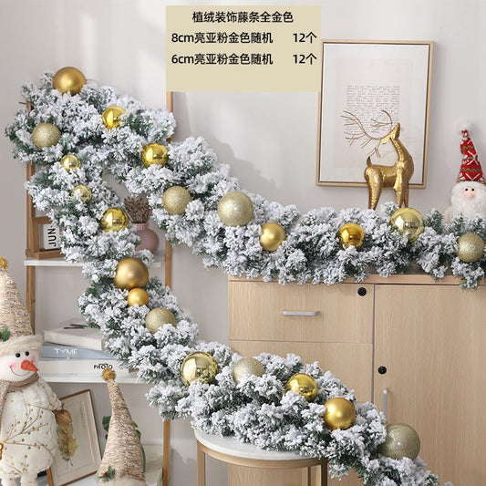 2.7M Christmas Pine Garland Snow Flocking Falling Cedar Rattan Artificial Greenery | - Elegant Households KE