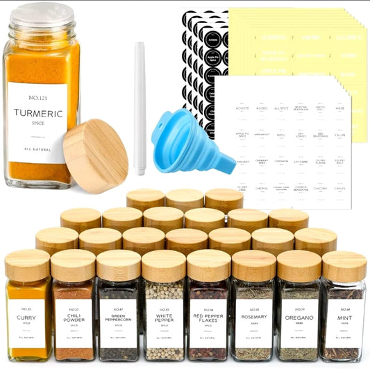 29pcs SET GLASS STORAGE JARS WITH BAMBOO LID | - Elegant Households KE