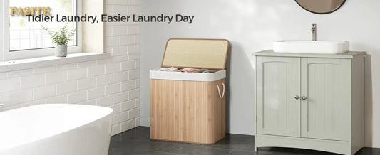 3 - Grid Foldable Bamboo Laundry Basket | Large Capacity, Durable & Space - Saving Hamper | - Elegant Households KE