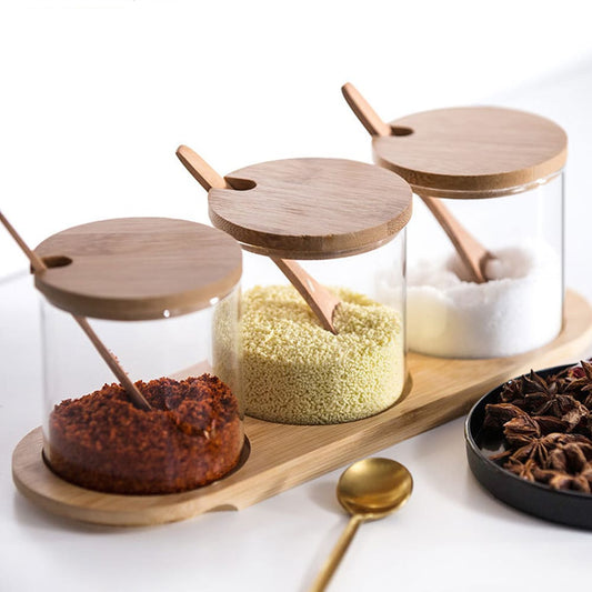 Spice Jars Price in Kenya – 3 in 1 Glass Spice Jars with Lids & Spoon Best Deal