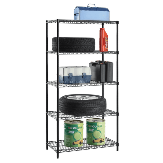 3 - Layer Black Carbon Steel Heavy Duty Storage Rack | - Elegant Households KE