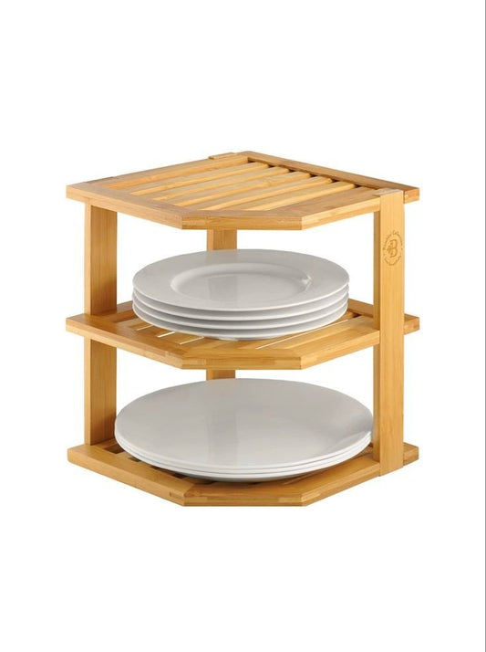 3 tier CORNER BAMBOO KITCHEN STORAGE SPICE RACK | - Elegant Households KE