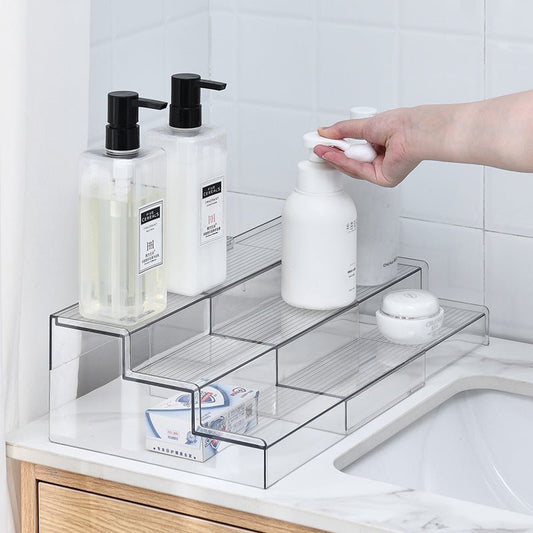 3 - Tier Expandable Acrylic Rack | Water - Resistant, Durable & Multi - Purpose Organizer | - Elegant Households KE