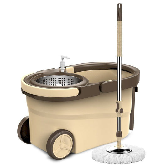 360° Spin Mop with Bucket & Dehydration Basket – 2 Mop Heads, Stainless Steel, Splash - Proof, Telescopic Handle | - Elegant Households KE