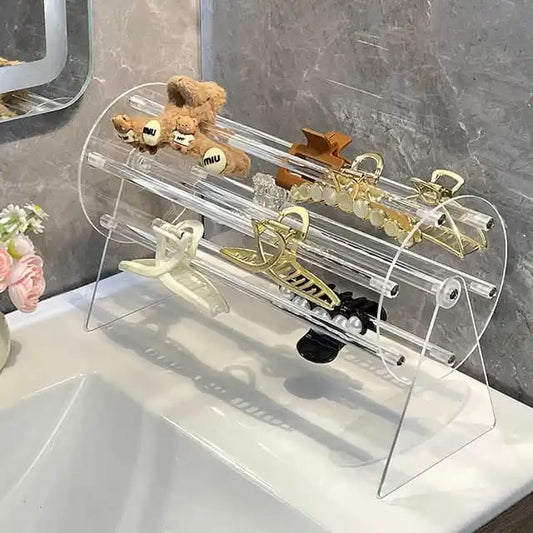 360°Rotating Acrylic Headband Holder/Claw clip Organizer | - Elegant Households KE