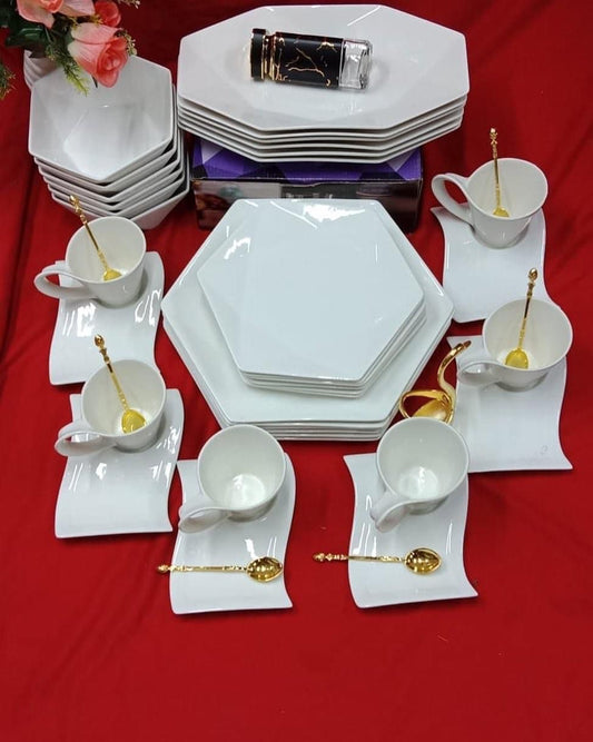 36pcs Hexagonal dinner set | - Elegant Households KE