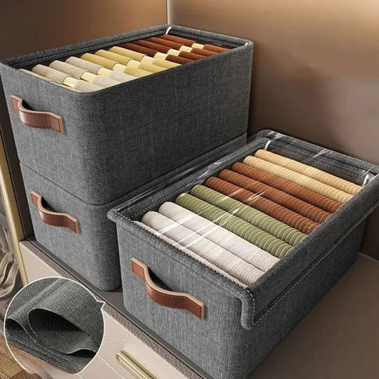 3pcs Hard Fabric Collapsible Closet Organizer with Cover | - Elegant Households KE