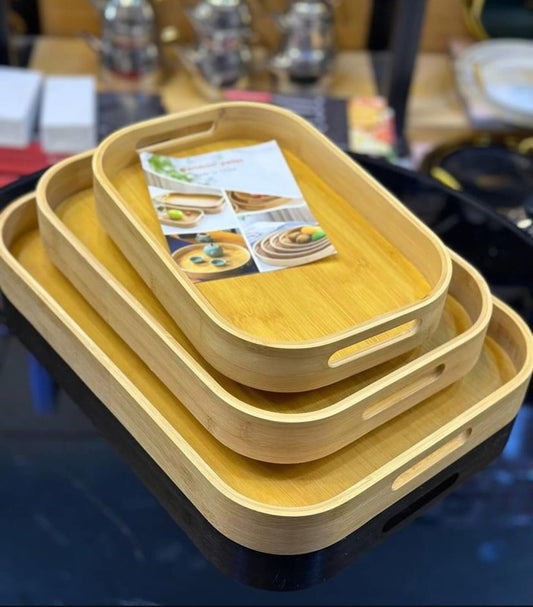 3pcs Multi - functional Bamboo Food storage Trays | - Elegant Households KE