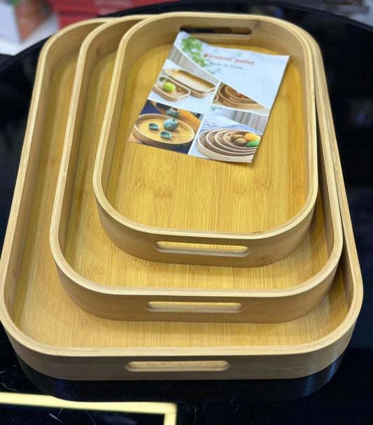 3pcs Multi - functional Bamboo Food storage Trays | - Elegant Households KE