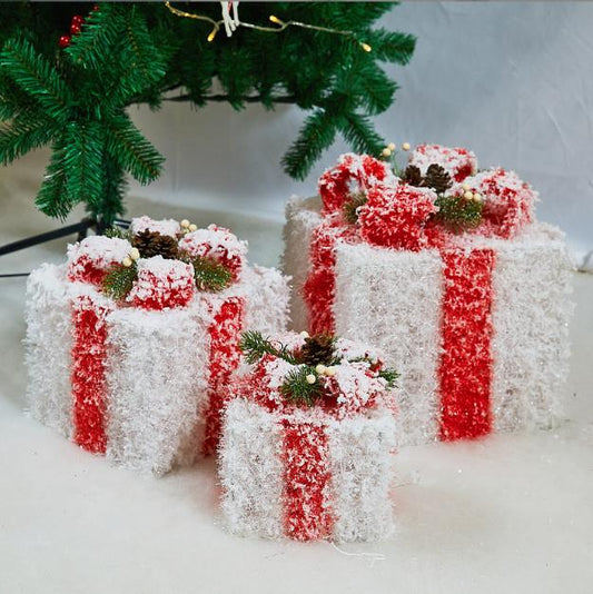 3pcs set snow lighted gift box | - Elegant Households KE
