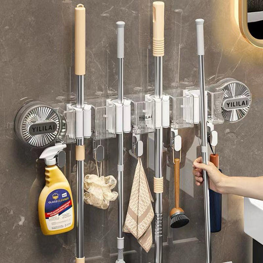 4 - Holes Multi - Purpose Hooks Mop Hanger | - Elegant Households KE