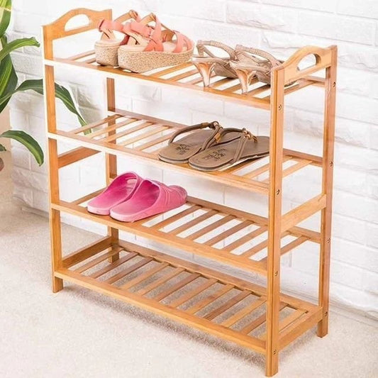 4 Layer Natural Bamboo Shoe Rack | - Elegant Households KE
