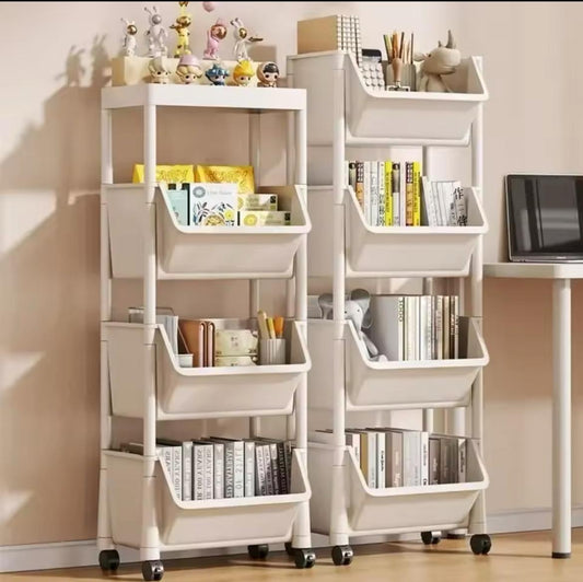 4 layers Trolley Bookshelf Kitchen Storage Slit | - Elegant Households KE