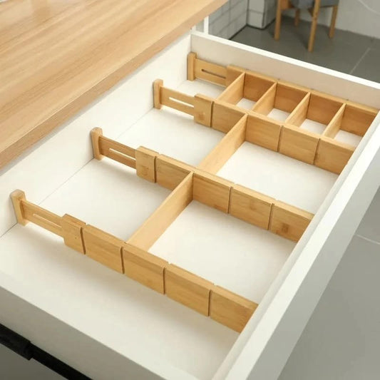 4pcs set Bamboo Drawer Divider with inserts | - Elegant Households KE