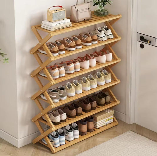 5 - Tier Foldable Bamboo Shoe Rack | - Elegant Households KE
