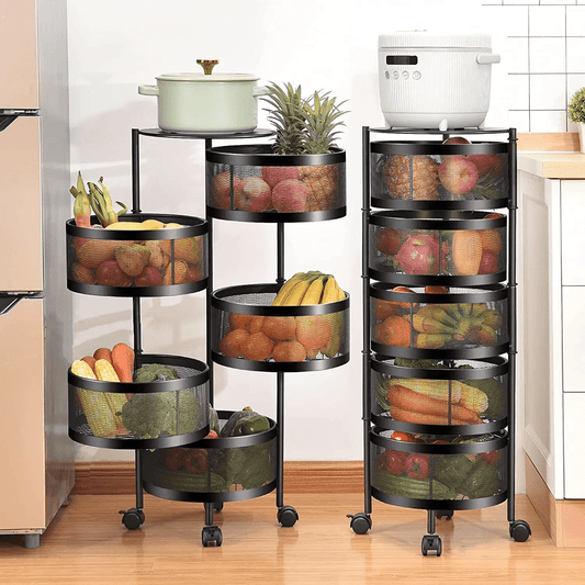 5 Tier Round Design Rotating Fruit Vegetable Rack | - Elegant Households KE