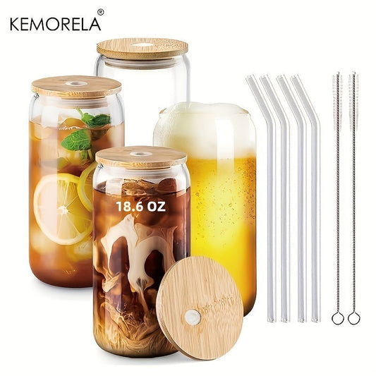 500ml Glass Cup With Lid and Straw | - Elegant Households KE