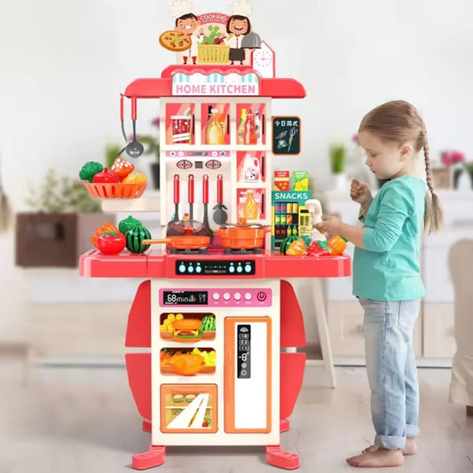 54 - Piece Kids Kitchen Play Set with Accessories & Pretend Cooking | - Elegant Households KE