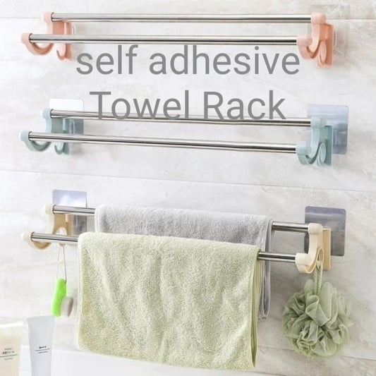 54cm Self Adhesive Double Pole Towel Holder | - Elegant Households KE