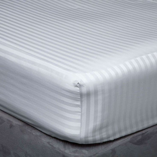 White striped fitted bedsheets