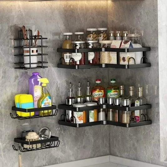 5pcs Set Corner Shower Caddy Shelf/Bathroom Organizer | - Elegant Households KE