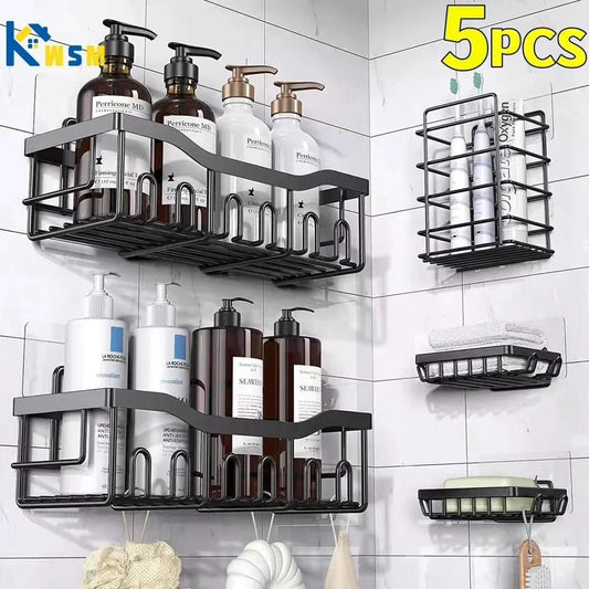 5pcs Set Shower Caddy Shelf/Bathroom Organizer | - Elegant Households KE