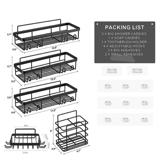 5pcs Set Shower Caddy Shelf/Bathroom Organizer | - Elegant Households KE