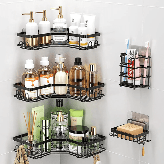 5pcs Shower Caddy Shelf Set – No Drill Bathroom Organizer | - Elegant Households KE