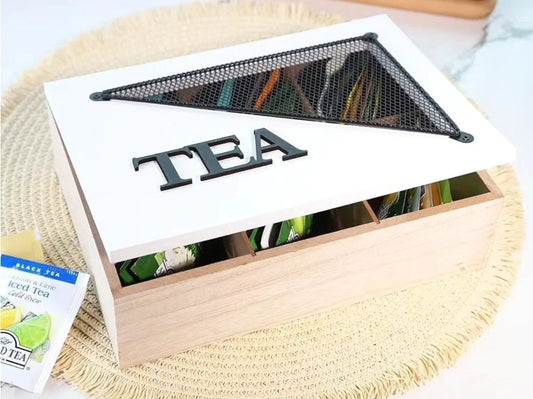 6 Compartments Wooden Teabag Organizer | - Elegant Households KE