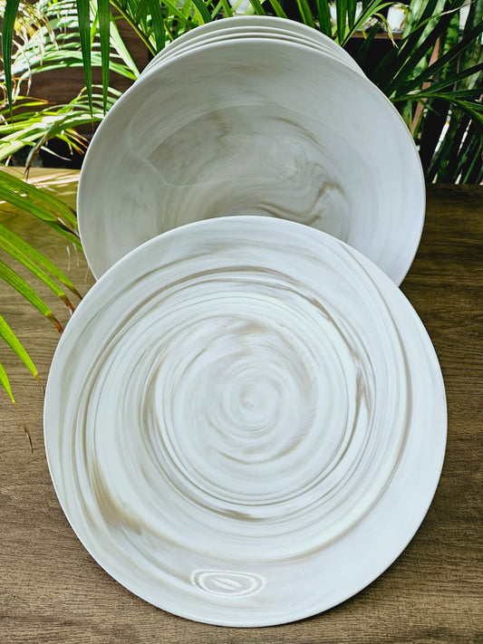 6 pc ceremic plates Marble brown | - Elegant Households KE